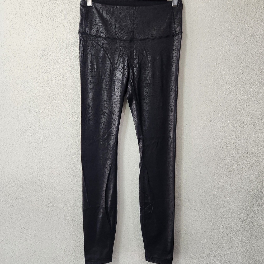 Black snake‎ print faux leather leggings womens size small Mob Wife Aesthetic